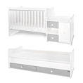 Bed MiniMAX NEW white+stone grey Variant B /teen bed; baby bed&cupboard/ *The bed can be used by two children at the same time